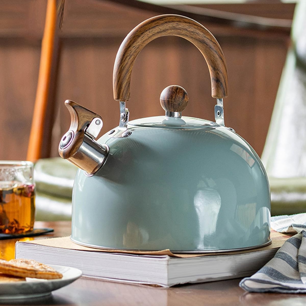Whistling Kettle Stainless Steel Stovetop with Insulated Handle for Induction Hobs