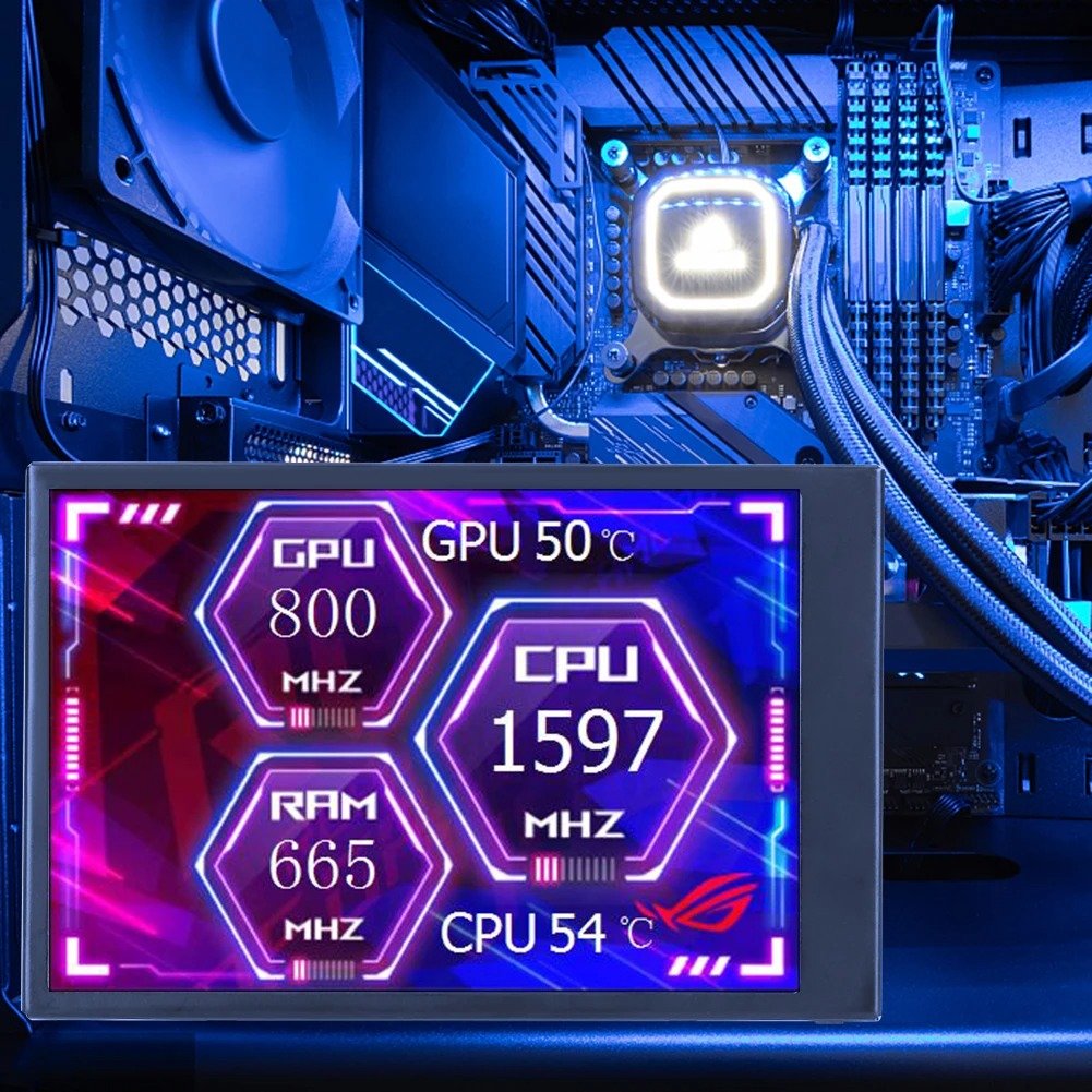 RAM Computer Monitor 3.5 Inch IPS Secondary Screen for CPU GPU and HDD Stats via USB
