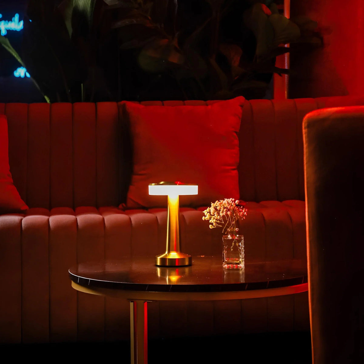 Table Lamp Portable Dimmable with Retro Shade and Rechargeable Battery for Dining