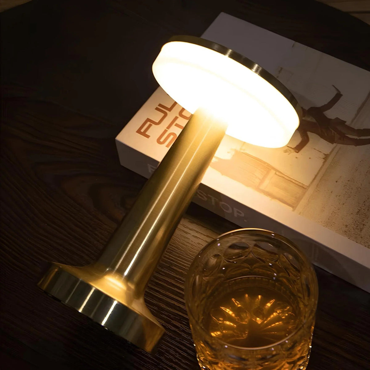 Table Lamp Portable Dimmable with Retro Shade and Rechargeable Battery for Dining