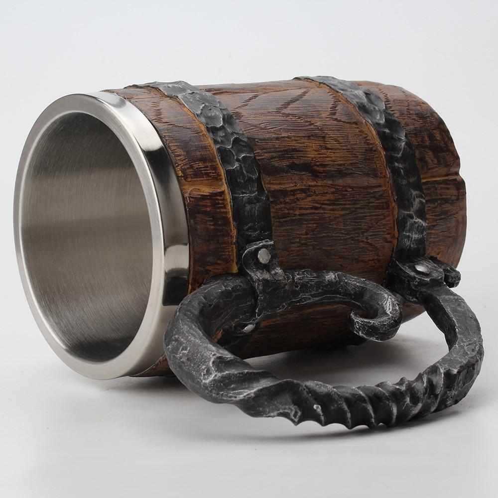 Insulated Tavern Mug Double Walled 650 ml with Carved Norse Motifs
