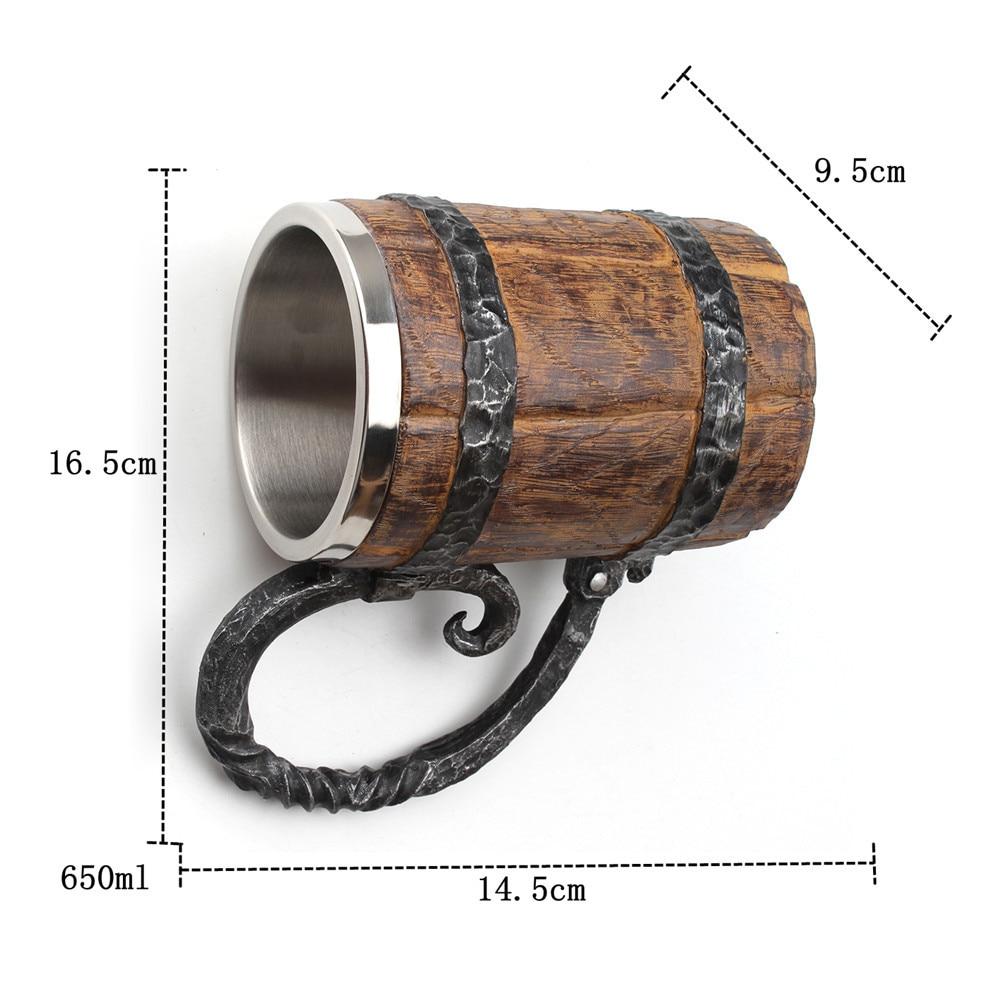 Insulated Tavern Mug Double Walled 650 ml with Carved Norse Motifs