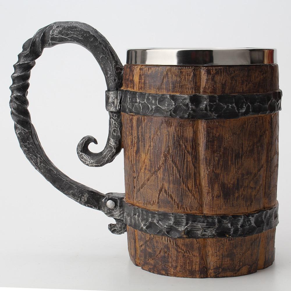 Insulated Tavern Mug Double Walled 650 ml with Carved Norse Motifs