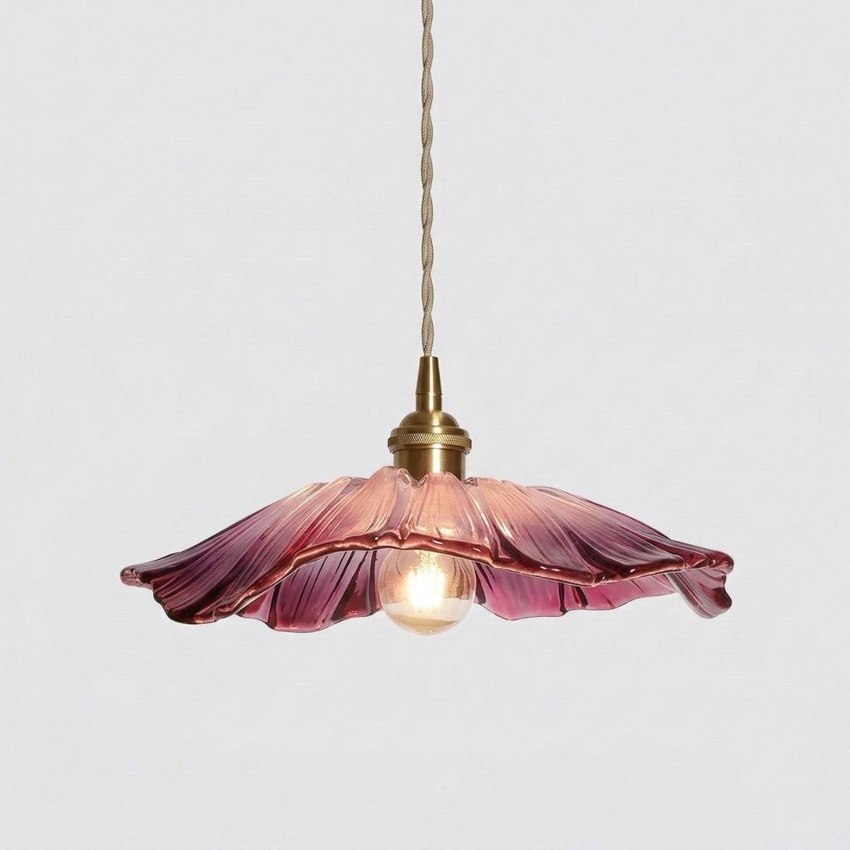 Pendant Light Vintage Scalloped Glass Shade Hanging Lamp for Kitchen and Dining