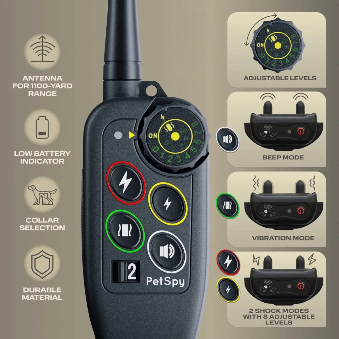 Dog Training Collar Waterproof with 1000 m Remote Range and Three Modes