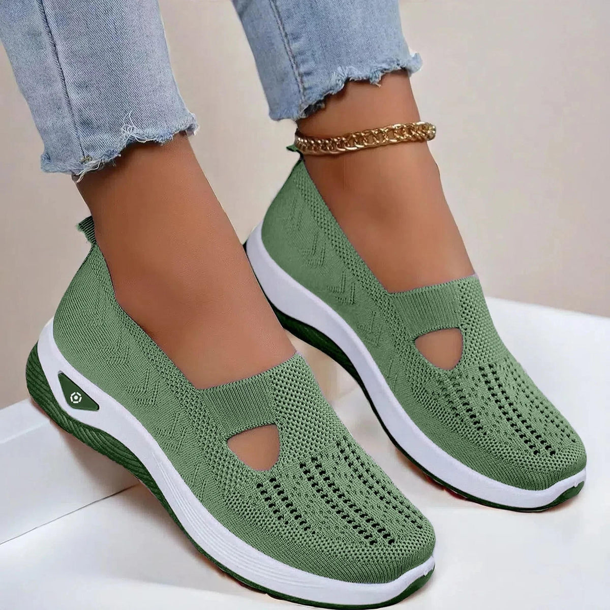 Orthopedic Sneakers Knit Slip On for Women with Flexible Sole and Breathable Upper