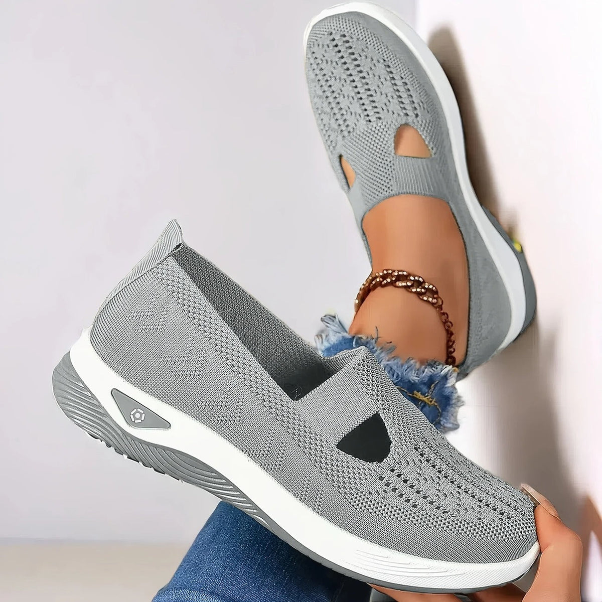 Orthopedic Sneakers Knit Slip On for Women with Flexible Sole and Breathable Upper