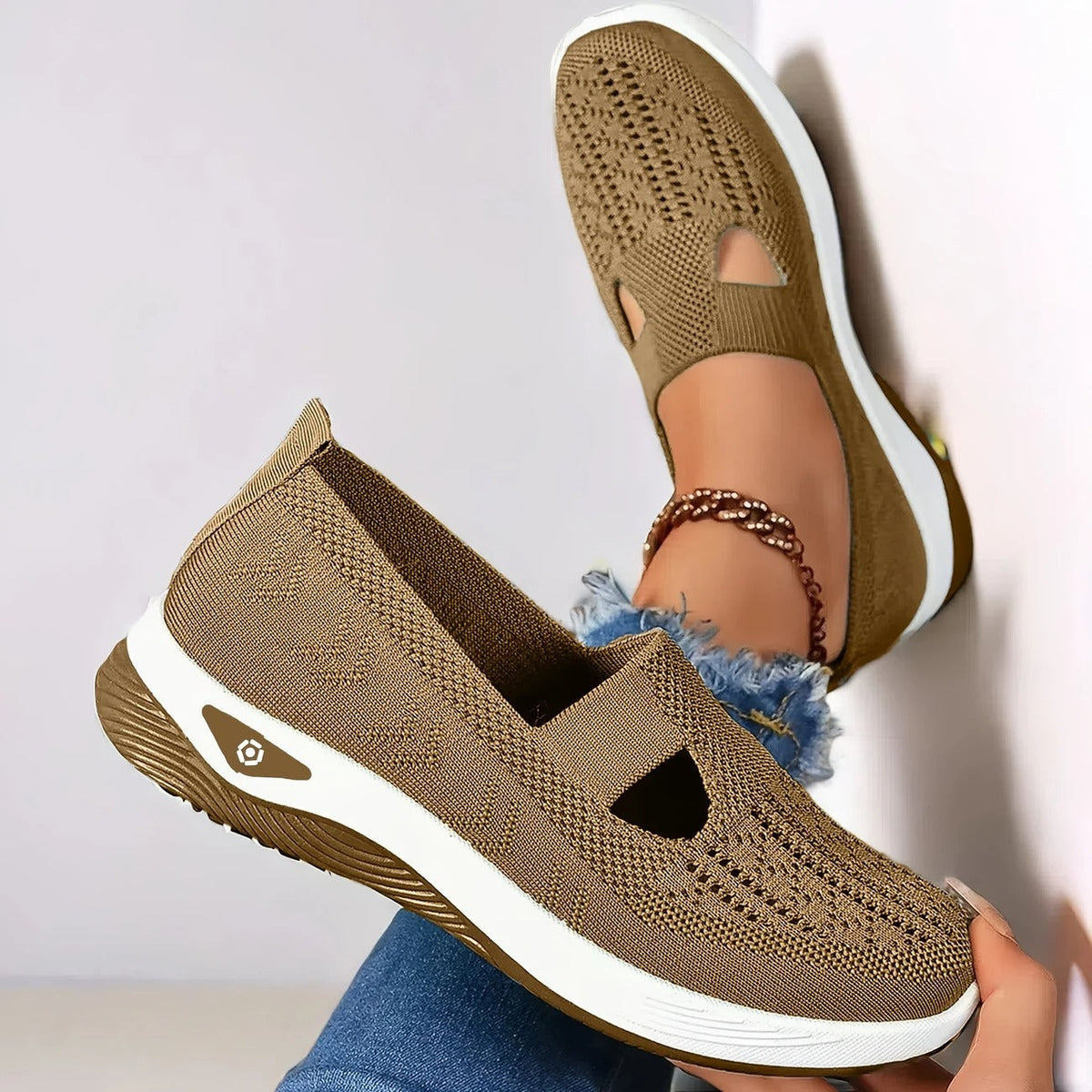 Orthopedic Sneakers Knit Slip On for Women with Flexible Sole and Breathable Upper