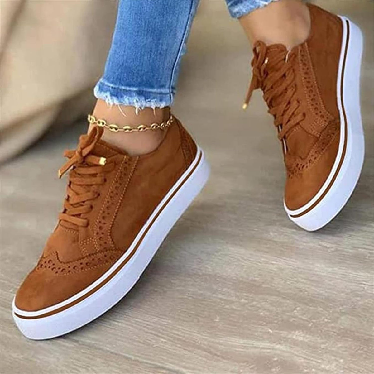 Orthopedic Sneakers Lace Up for Women with Cushioned Sole for All Day Wear