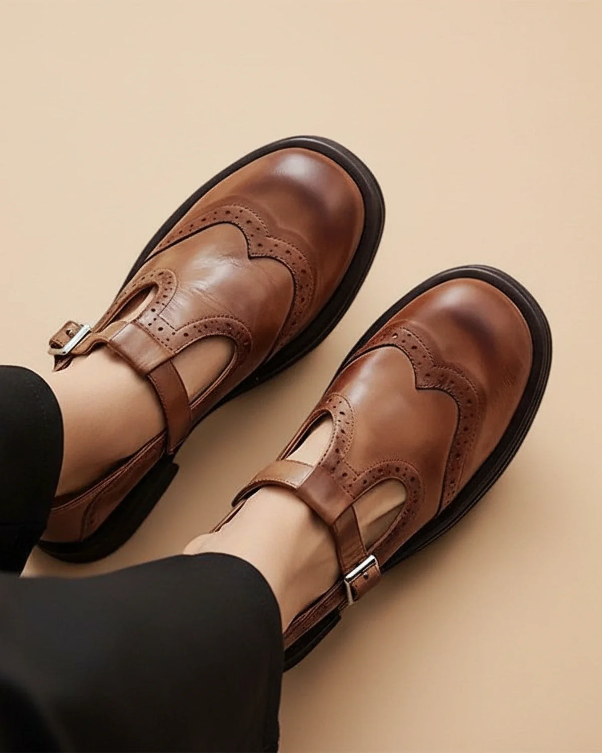 Orthopedic Shoes Leather T Strap Mary Jane for Women with All Day Cushioned Support